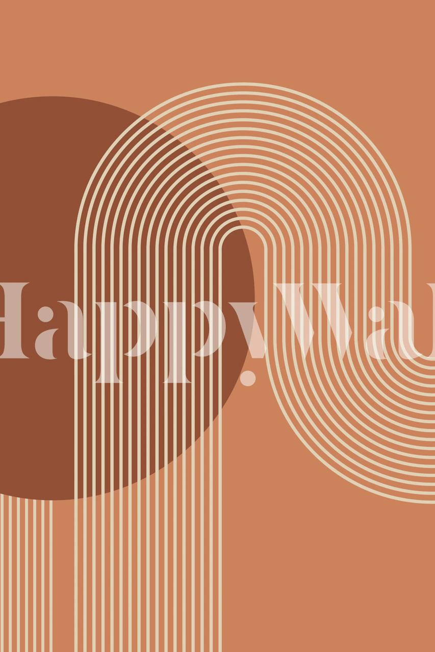 Geometric lines and circles in warm brown tones wallpaper