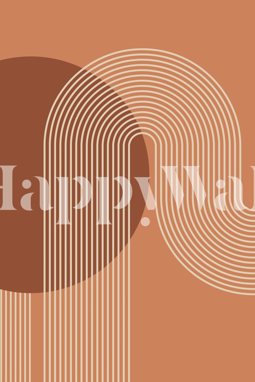 Geometric lines and circles in warm brown tones wallpaper