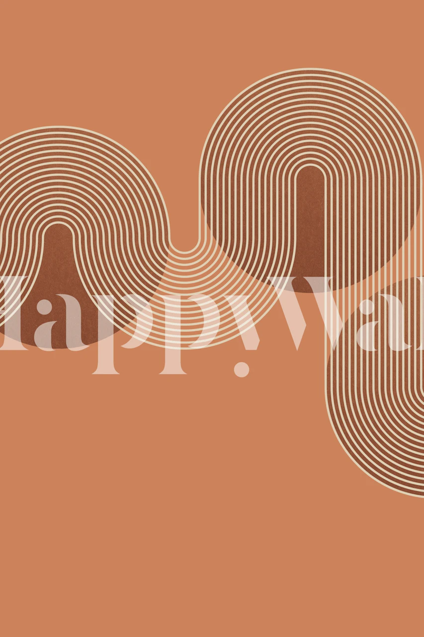 Curvy line art in white on peach background wallpaper