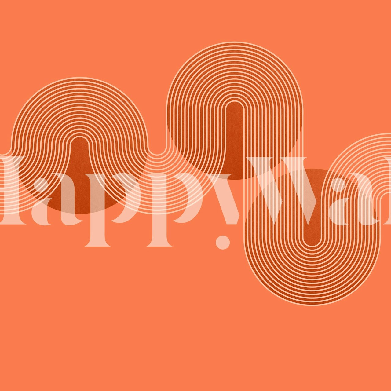 Ταπετσαρία Coral Bauhaus Line Art Waves σε ένα δωμάτιο