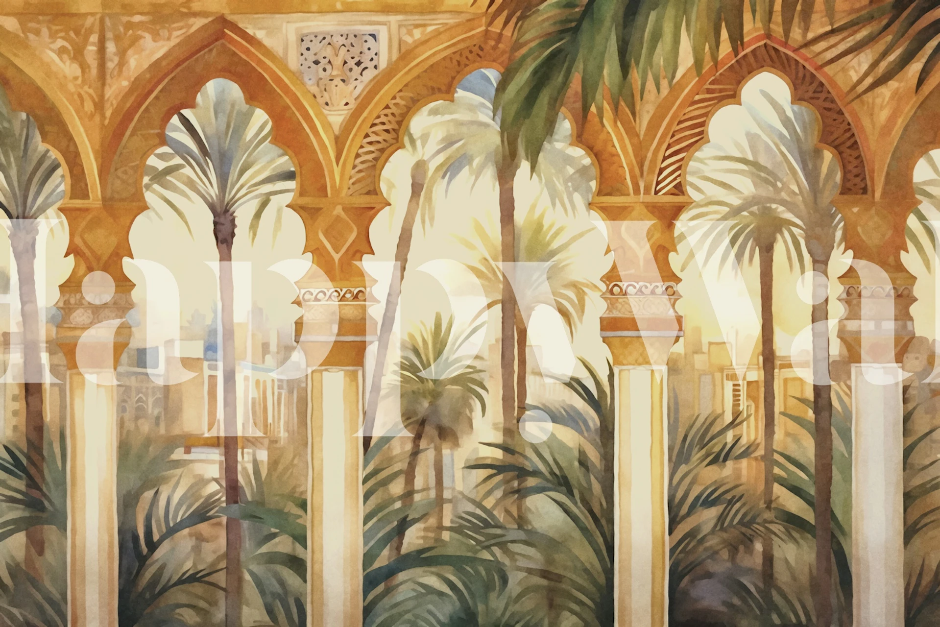 Papel de parede Oriental Palace em um quarto elegante