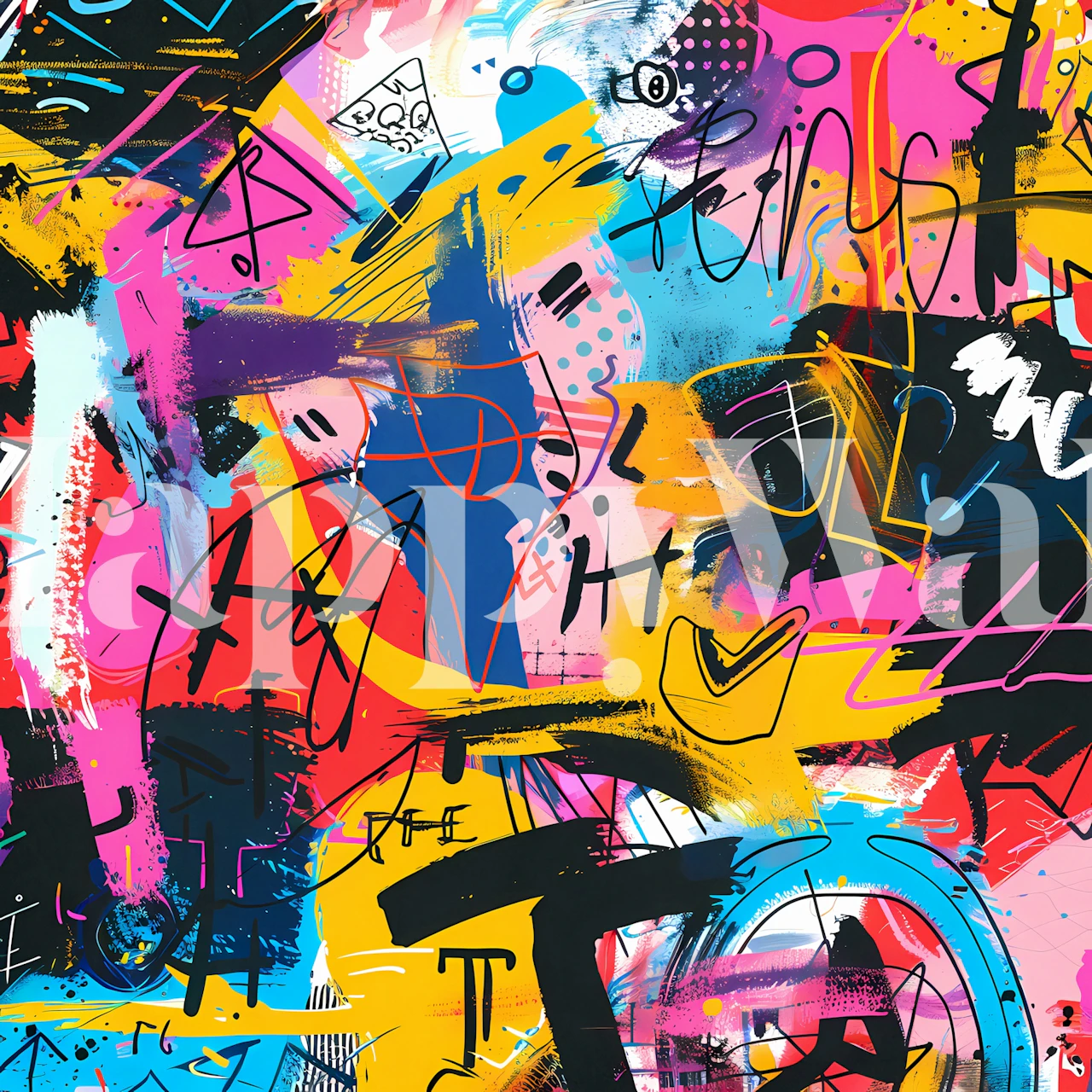 Papel de parede Graffiti Style 2 em configuração de quarto