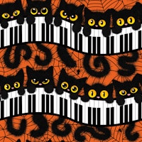 Cute Halloween Black Spooky Cats 2 behang
