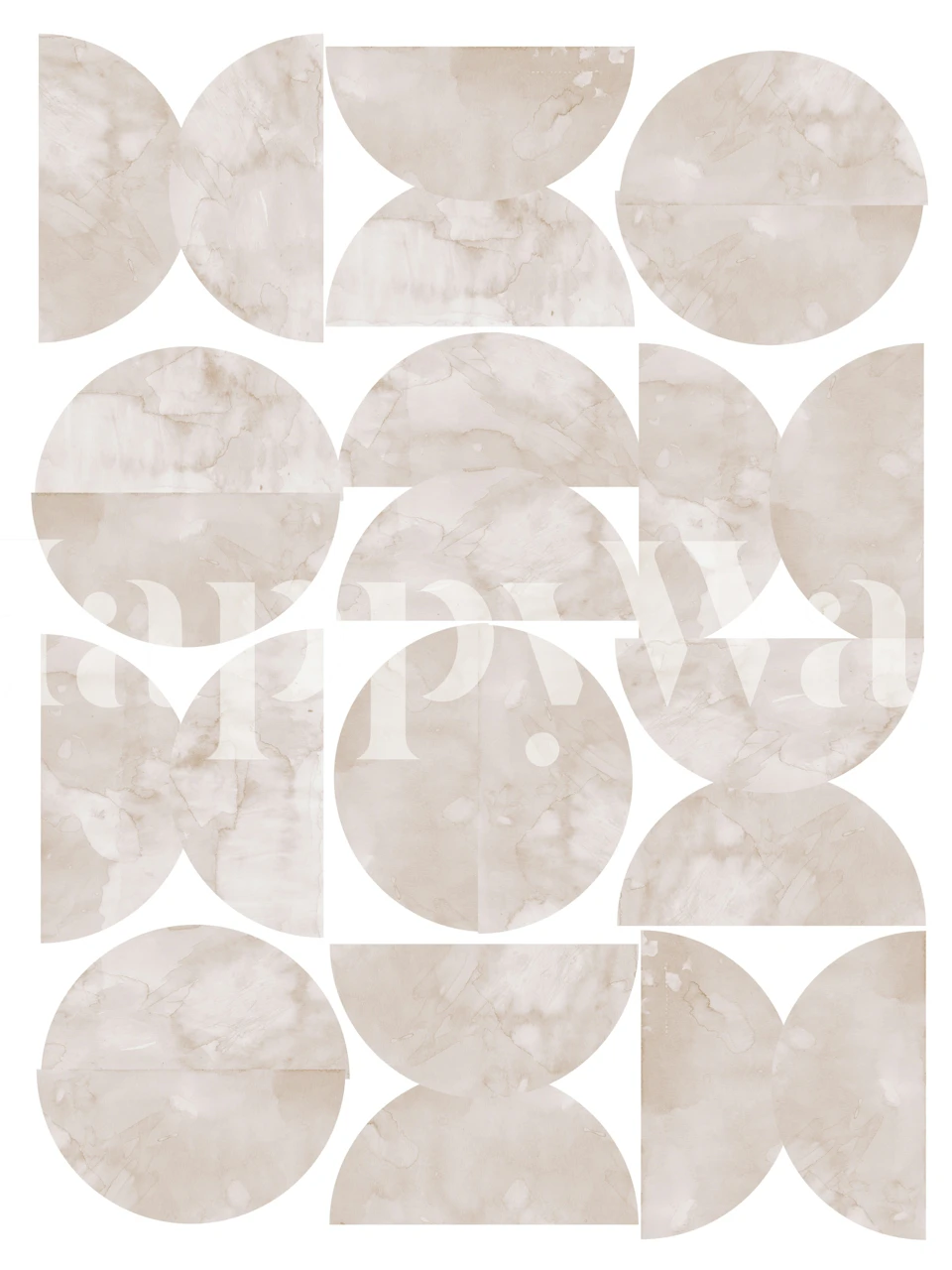Abstract circles and semicircles in soft cream tones wallpaper
