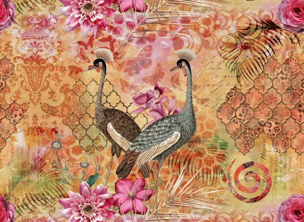 Oriental Crane Garden Collage
