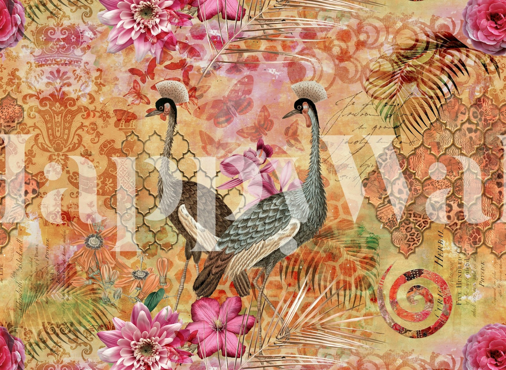 Oriental Crane Garden tapetti huoneessa