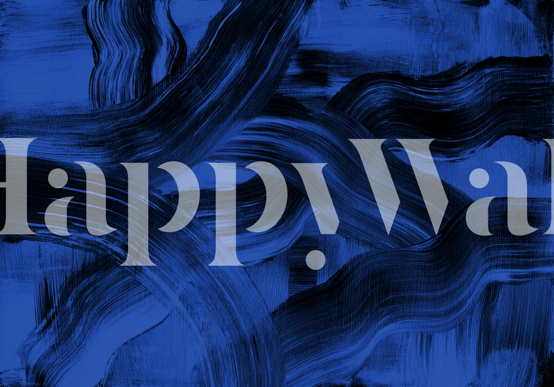 Blue abstract brush strokes wallpaper with flowing patterns.