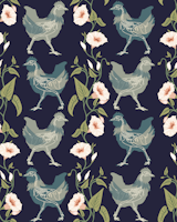 Gothic cottage chicken dark blue ταπετσαρία