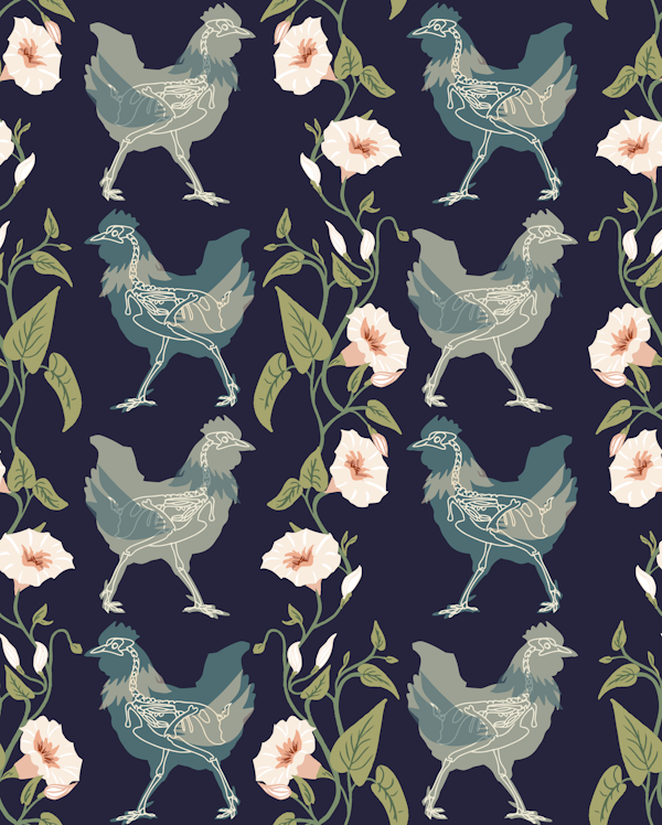 Gothic cottage chicken dark blue