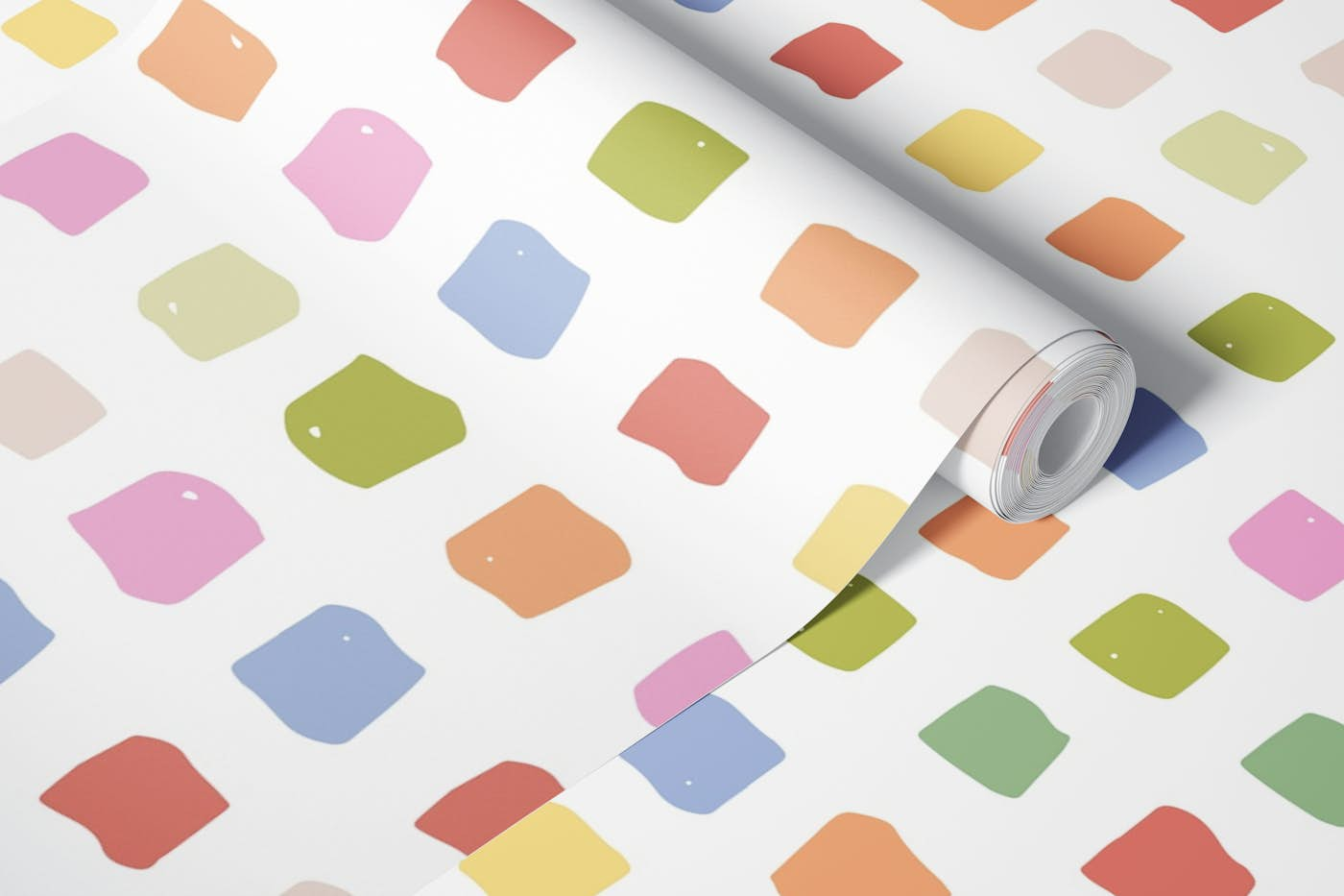 Hand drawn colorful squares wallpaper roll