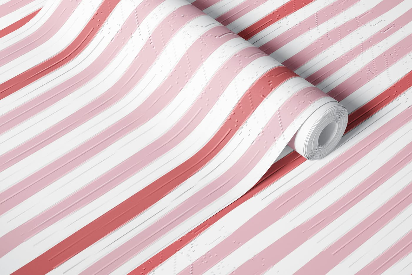 Hand drawn red and pink stripes wallpaper roll