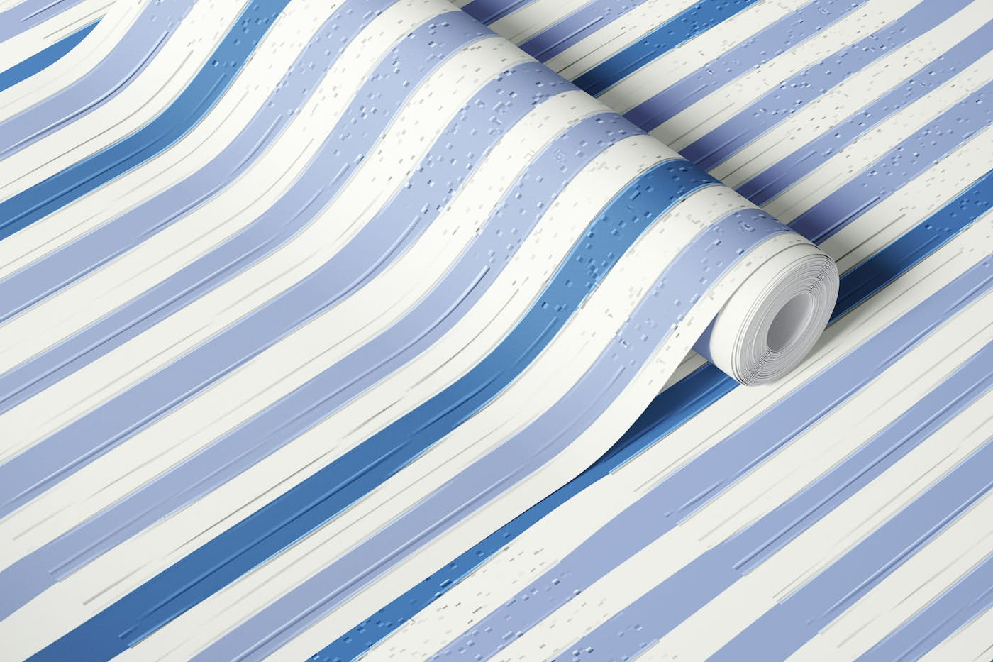 Hand drawn blue stripes wallpaper roll