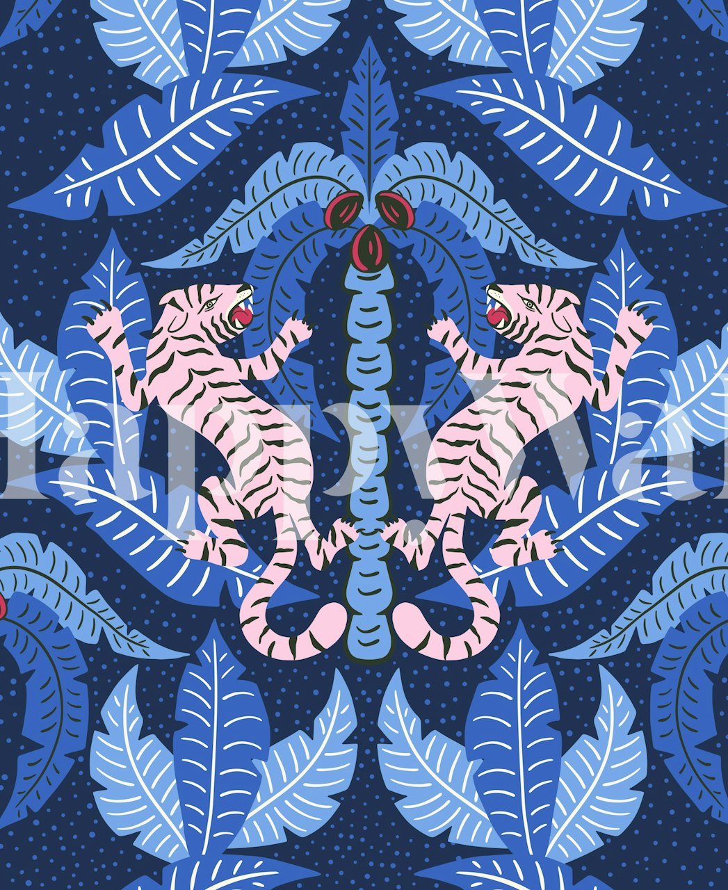 Papel de parede Roaring Tigers em uma configuração de quarto