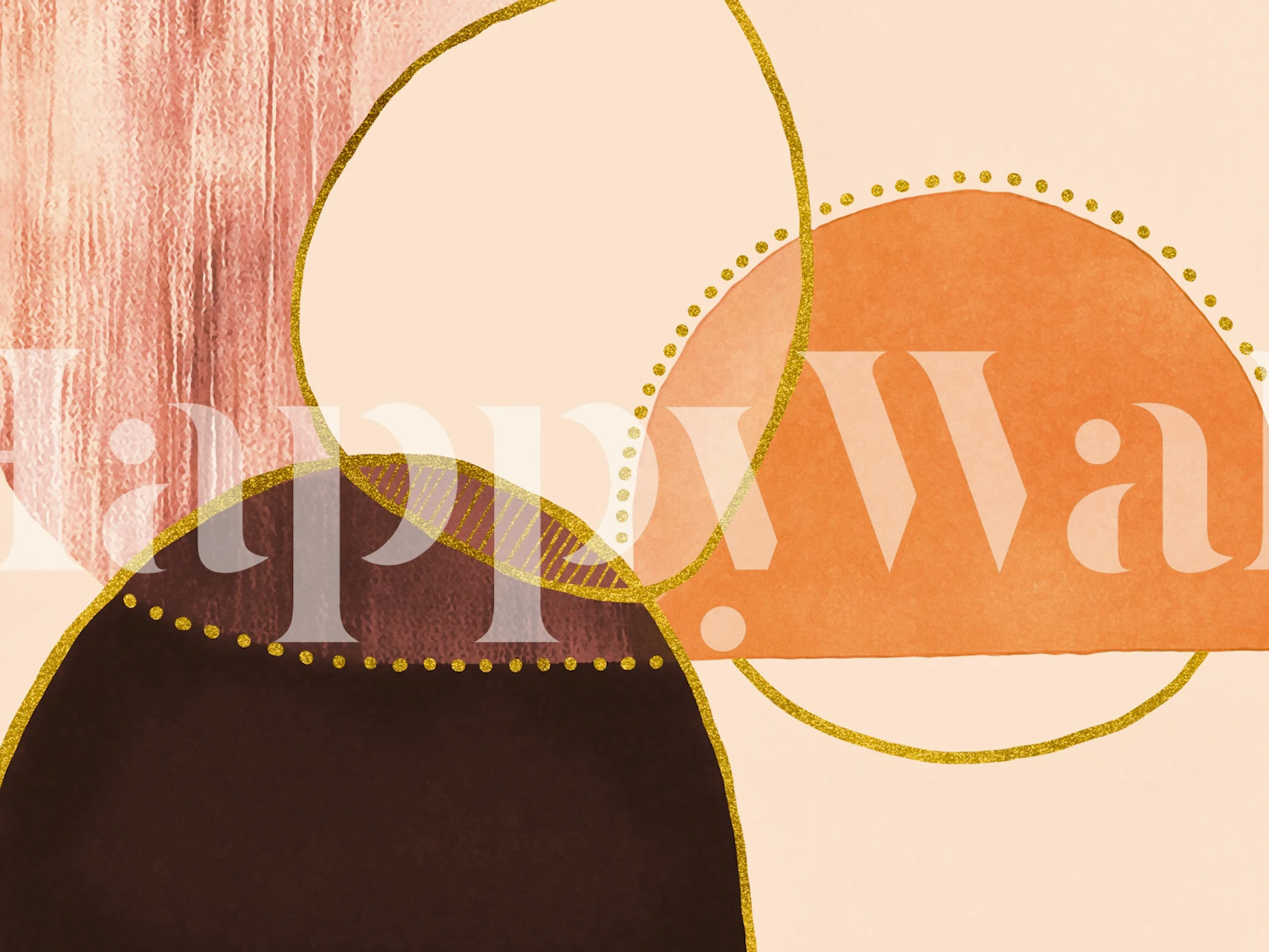 Round abstract shapes in warm tones of orange and brown wallpaper