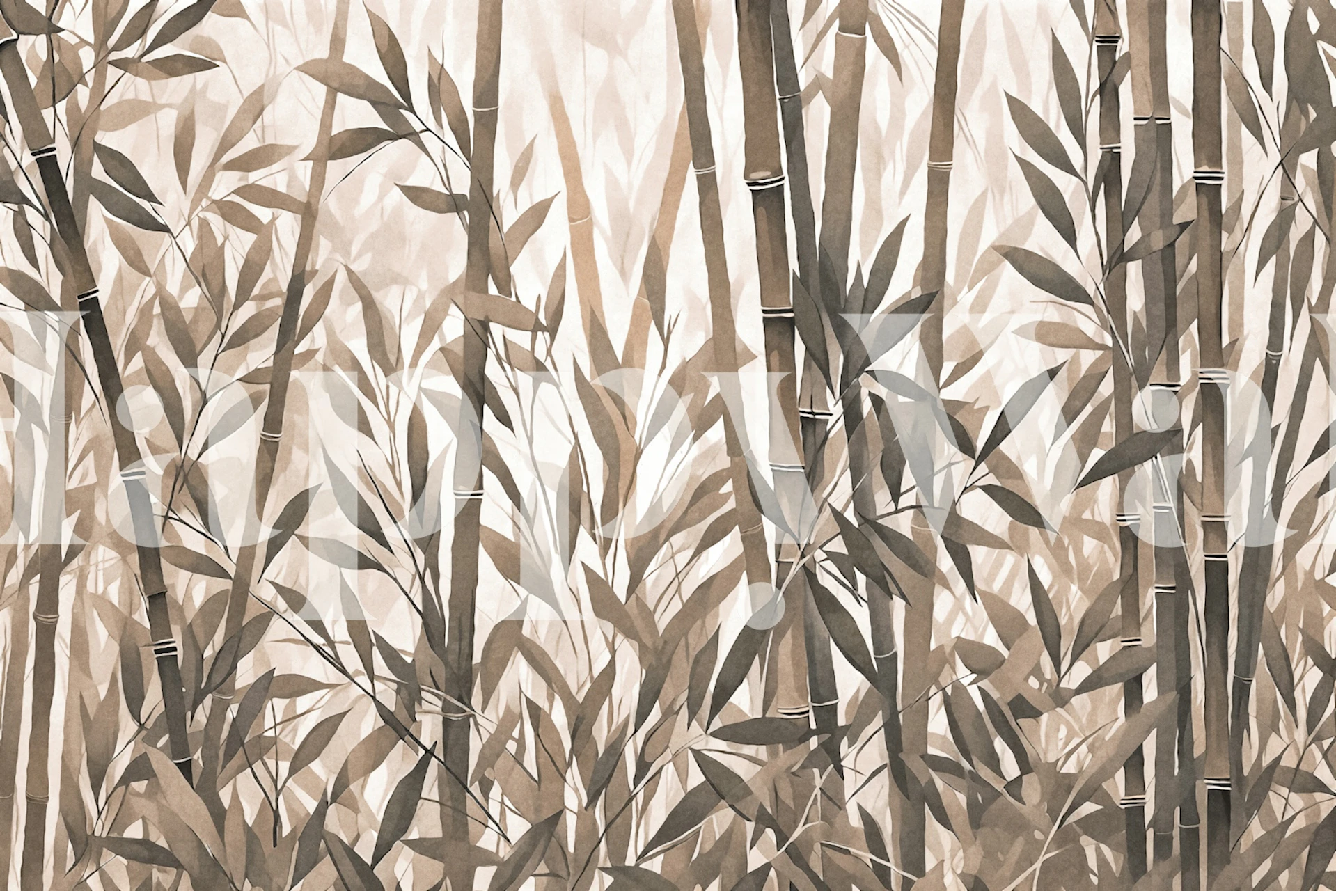 Beige og brun bambus hagevegg mural