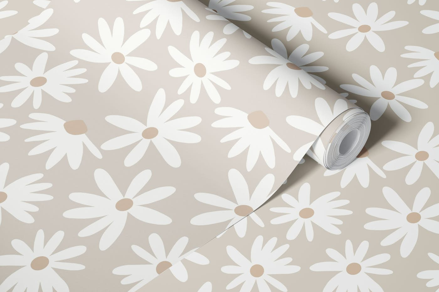 Retro Summer Daisies Pattern 3a wallpaper roll