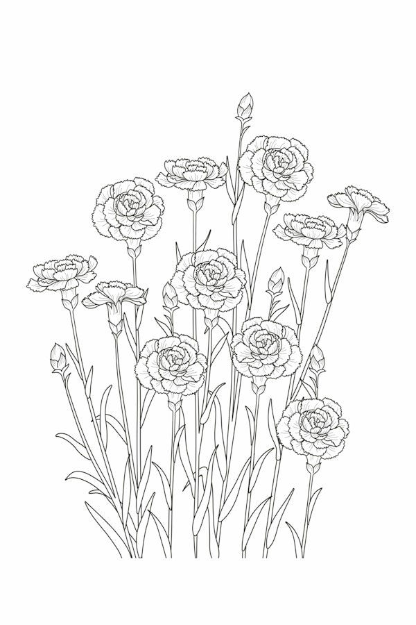 Carnations - Minimal Line Art