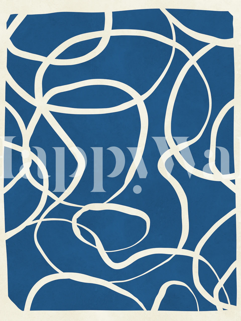 Papier peint mural lignes abstraites blanches sur fond bleu