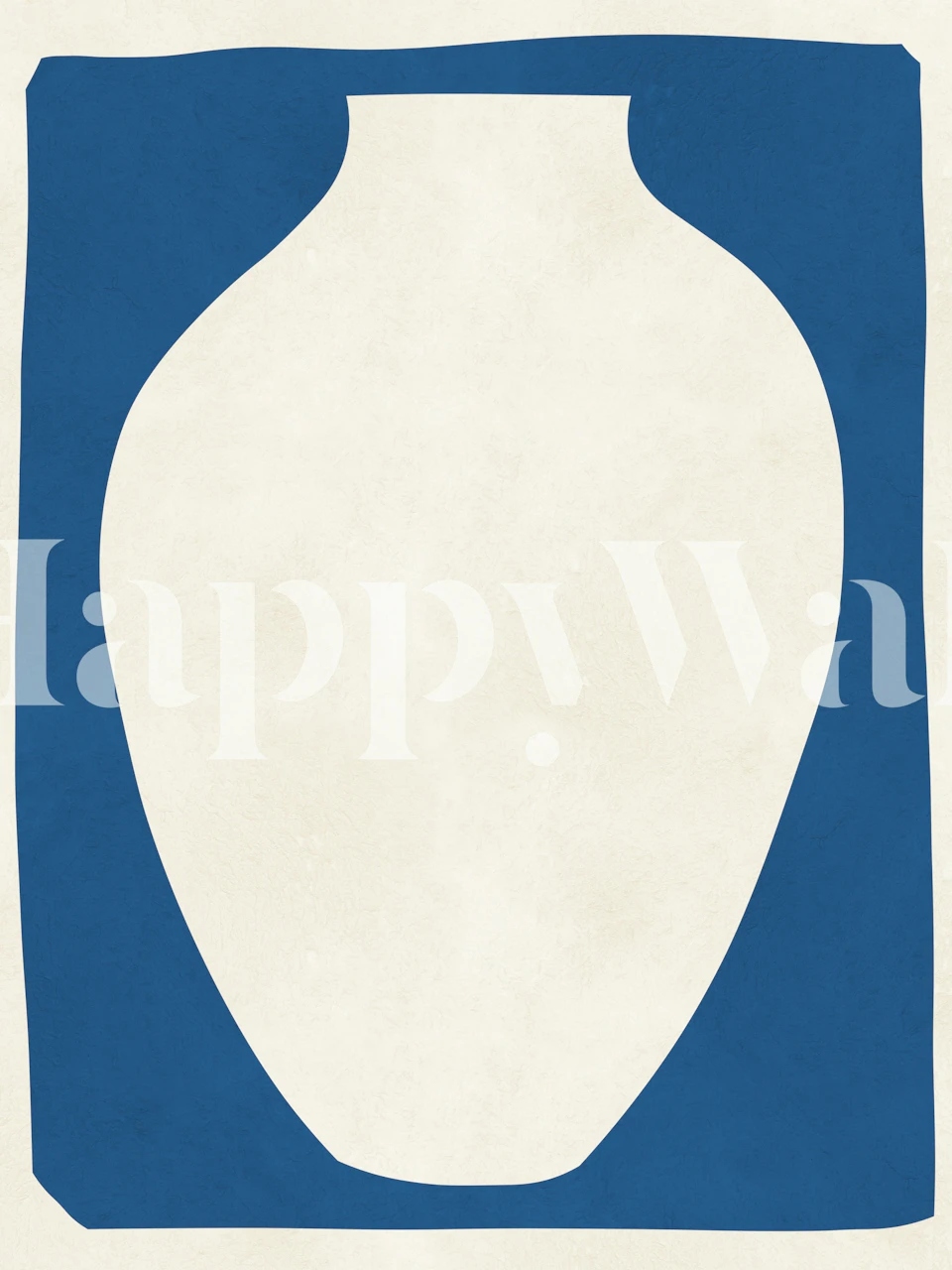 White vase shape against a deep blue background wallpaper