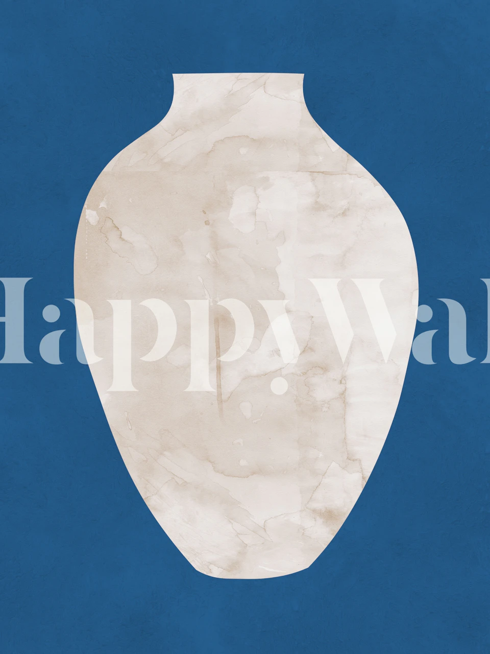 Vase design on blue wallpaper
