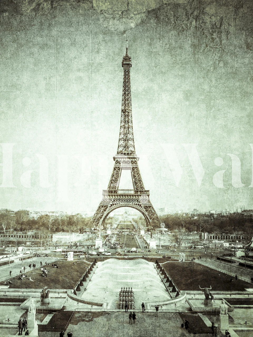 Vintage Paris Eiffel Tower grey wallpaper