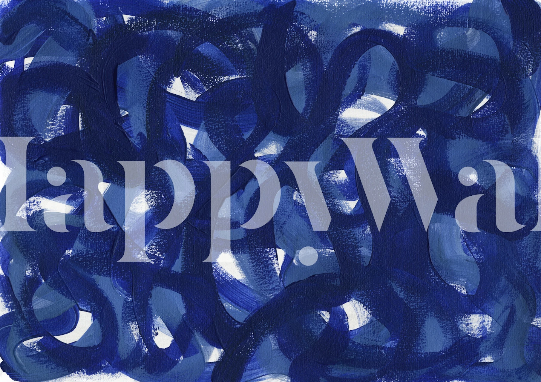 Abstract blue brush strokes wall mural