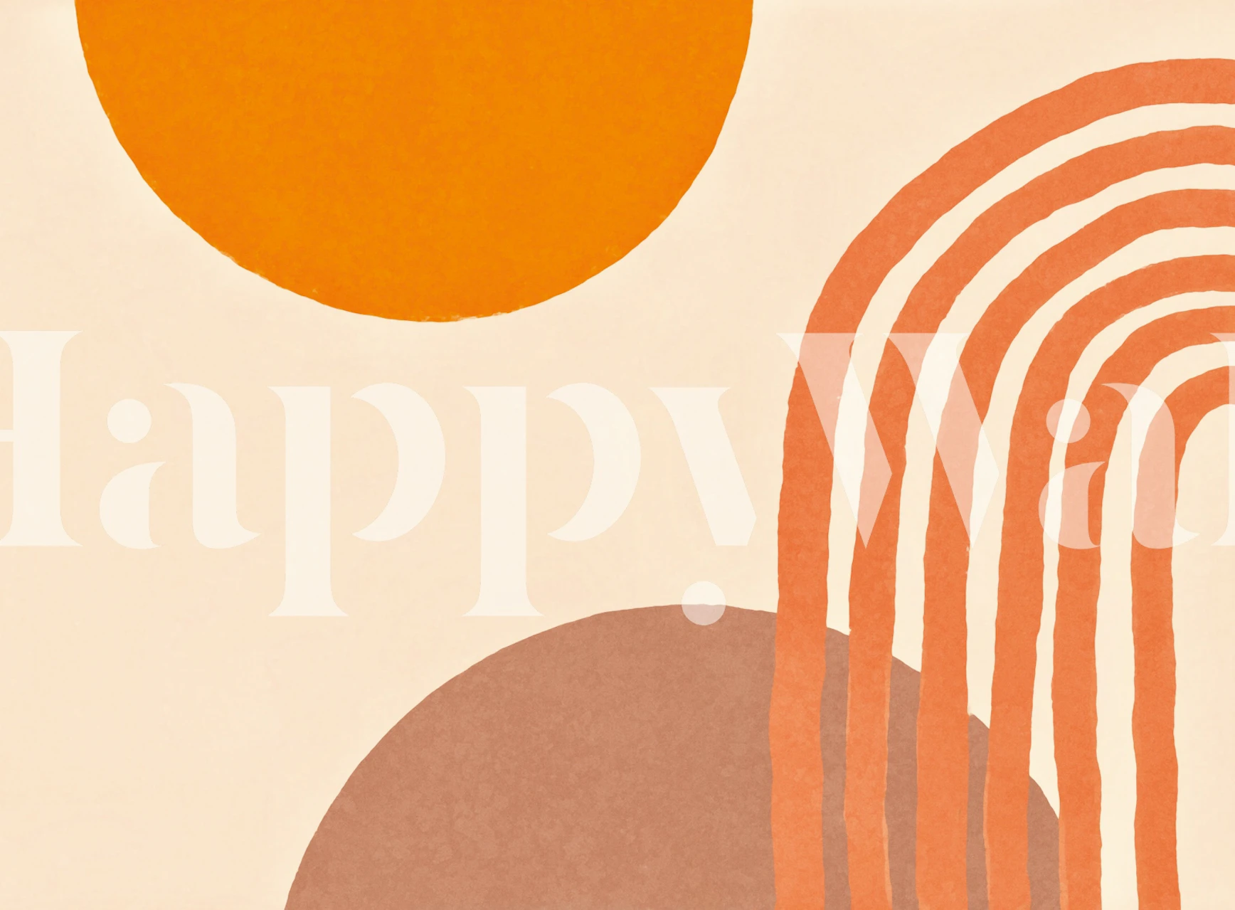 Mid Century Arch Orange Peach wall mural with warm hues and geometric shapes