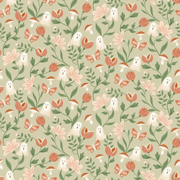 Cottagecore Halloween Sage Green Pink Neutral