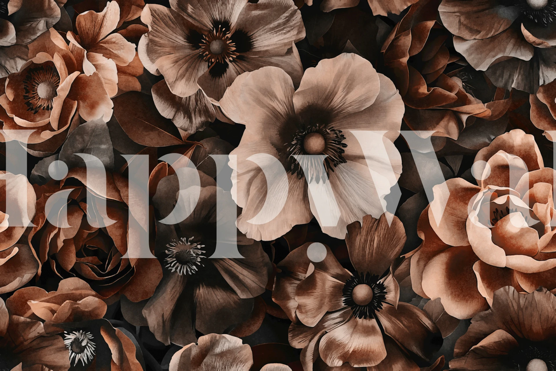 Baroque Opulent Moody Night Garden Brown tapet i et rom