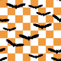 Black Bats on Orange Chckerboard ταπετσαρία