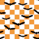 Black Bats on Orange Chckerboard