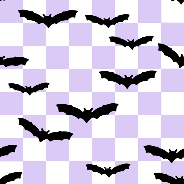 Black Bats on Purple Checkerboard