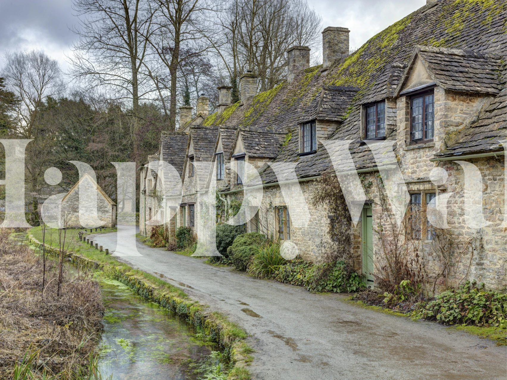 Bibury Bliss wallpaper showcasing a charming village scene