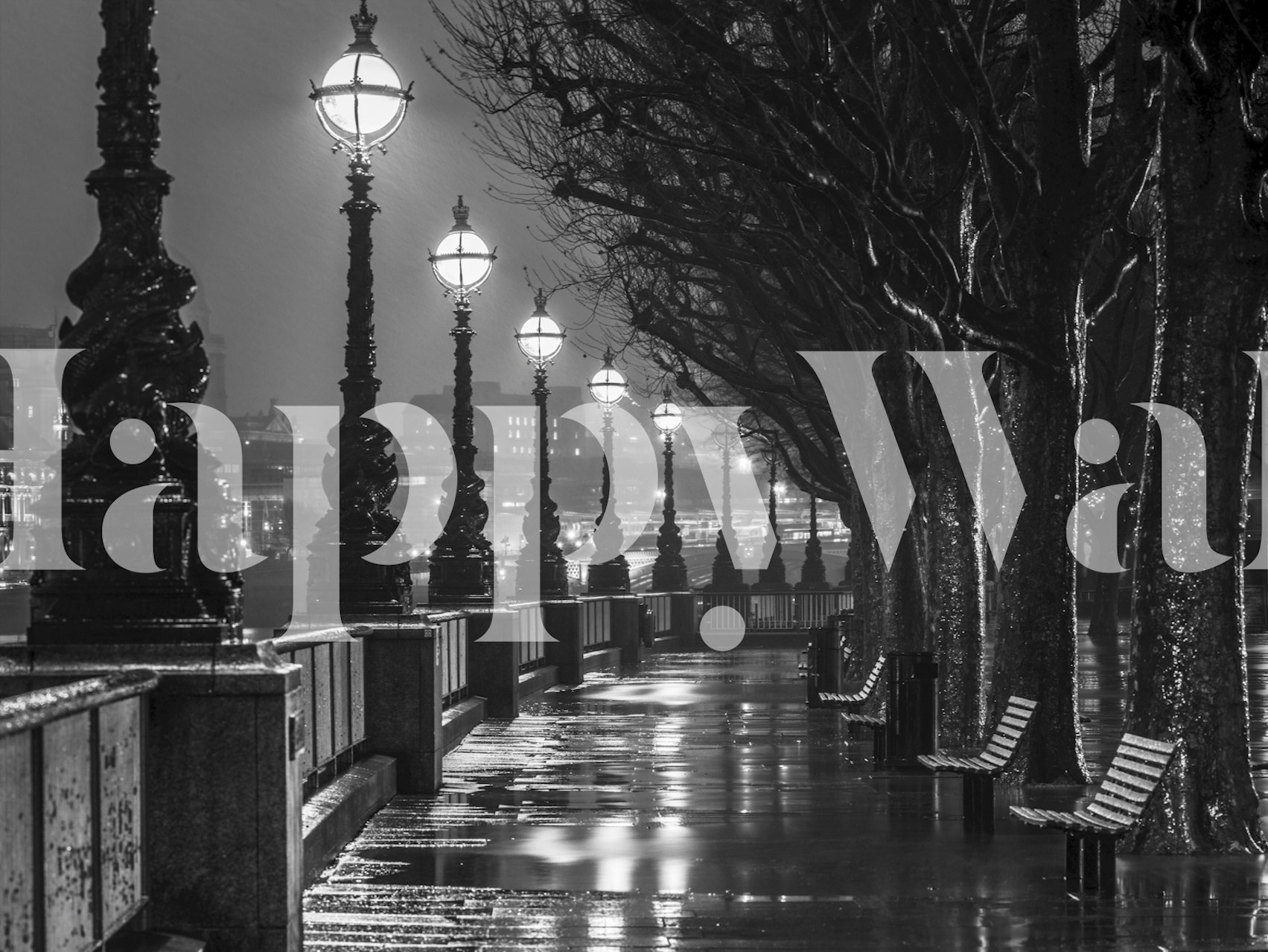 Thames Serenity behang in een stijlvolle kamer