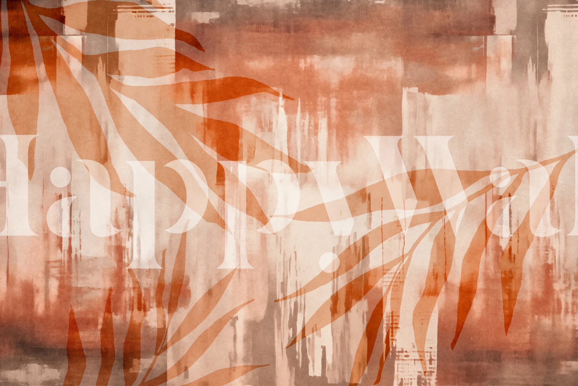 Tangerine foliage tapet i et moderne interiør