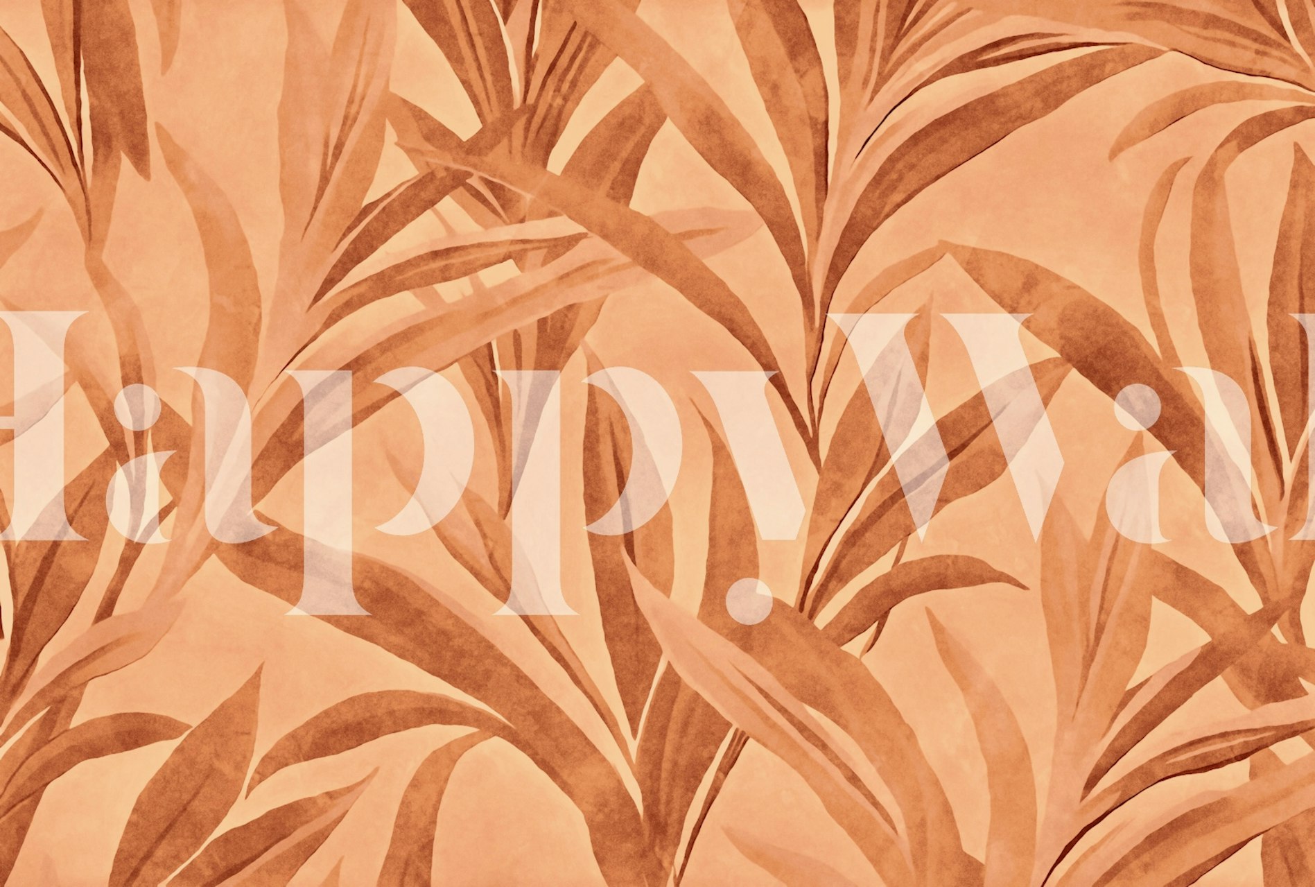 Vzor klidného listí s celoplošným listovým designem v broskvových a mandarinkových barvách na fototapetě