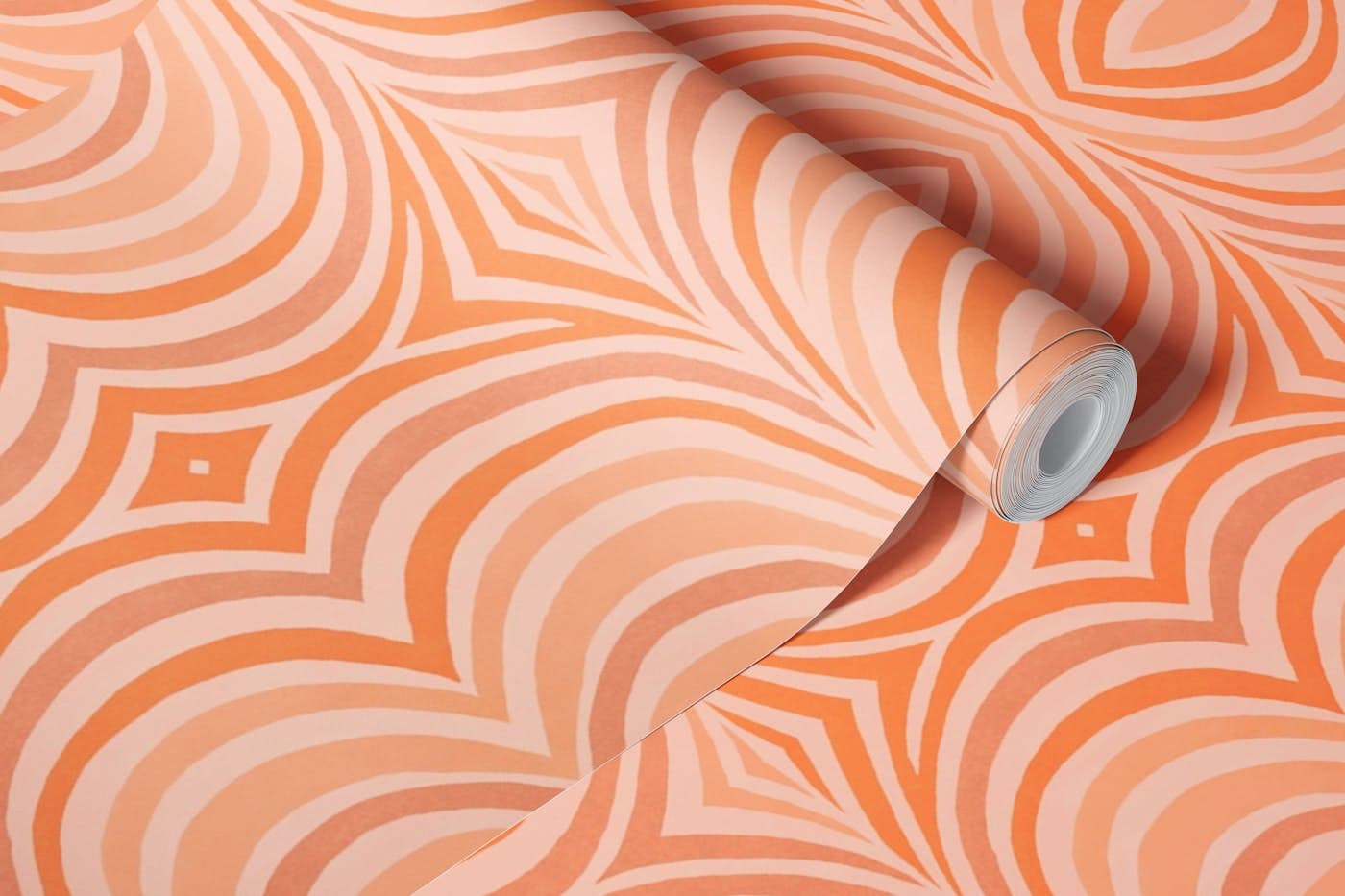 Retro Shape Pattern Tangerine Flow wallpaper roll