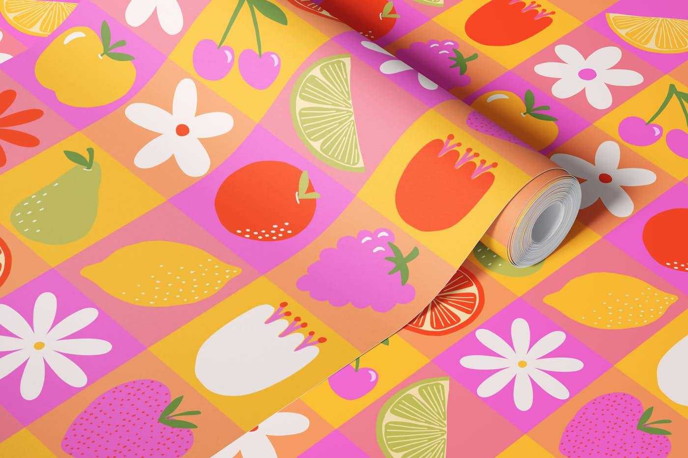 S.S - Fruity checks wallpaper roll