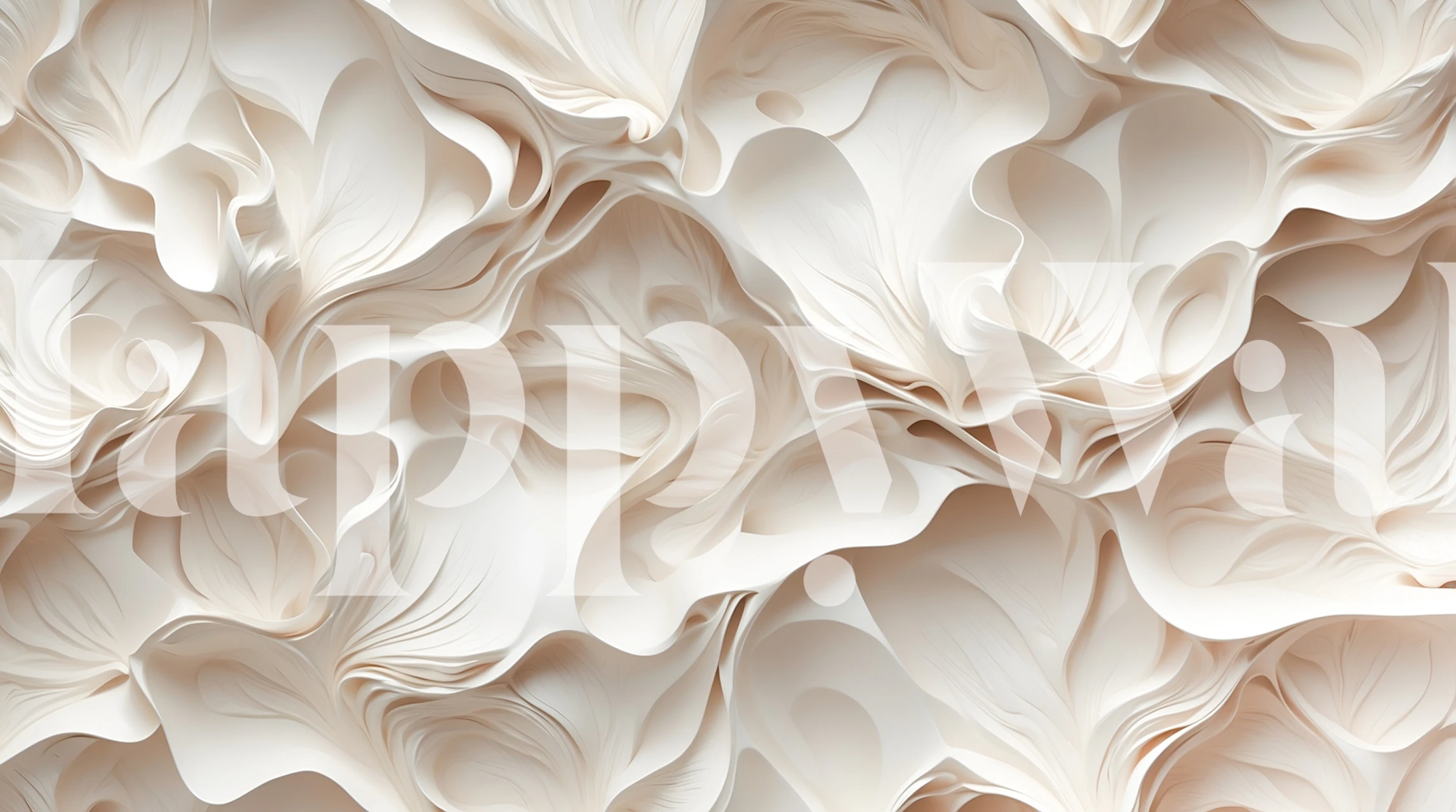 Abstract organic shapes wall mural with soft earthen tones resembling textured materials