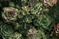 Green Desert Garden Moody Succulent Flowers ταπετσαρία