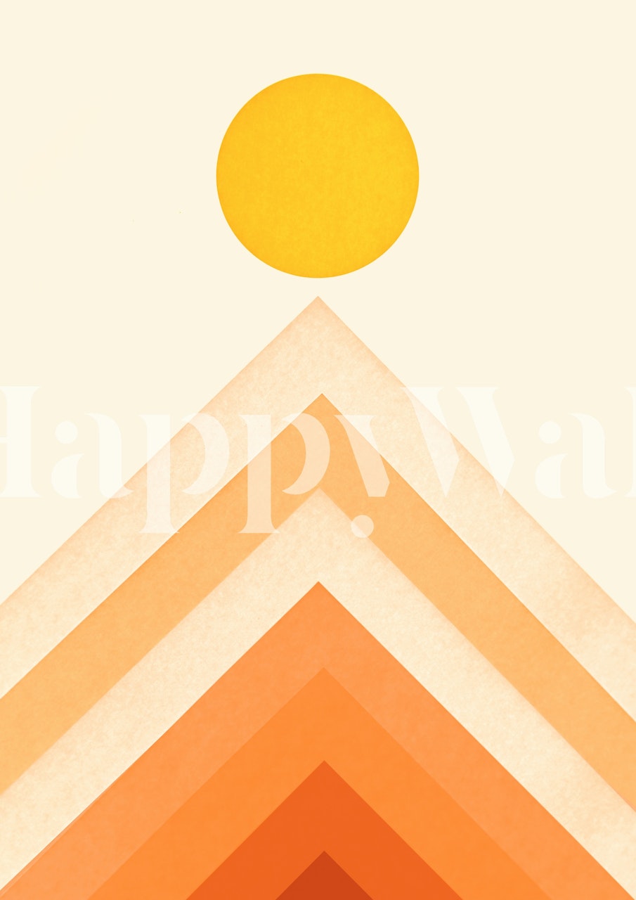 Mountainscape - Yellow wallpaper in a room