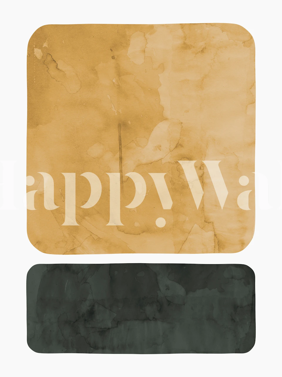 Carta da parati Boho Minimalism 21 caratterizzata da un caldo blocco di ambra sopra un blocco di carbone scuro con texture ricche