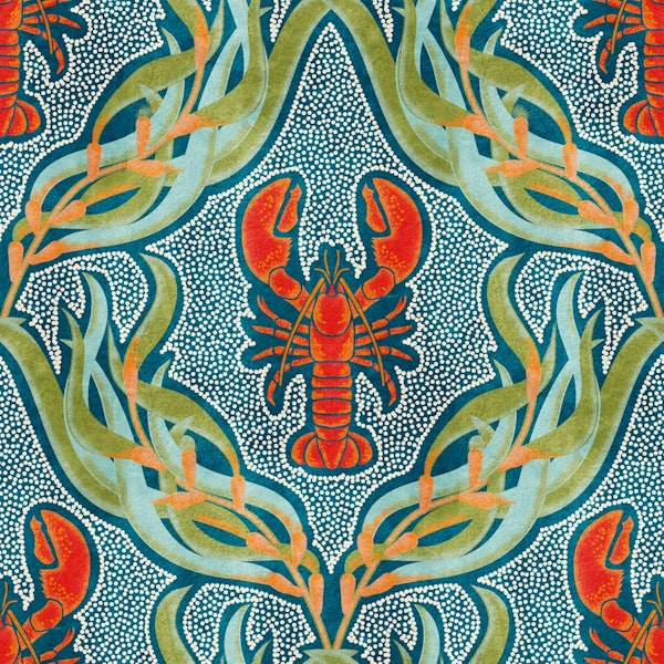 Underwater Habitat- Lobster Seaweed Damask