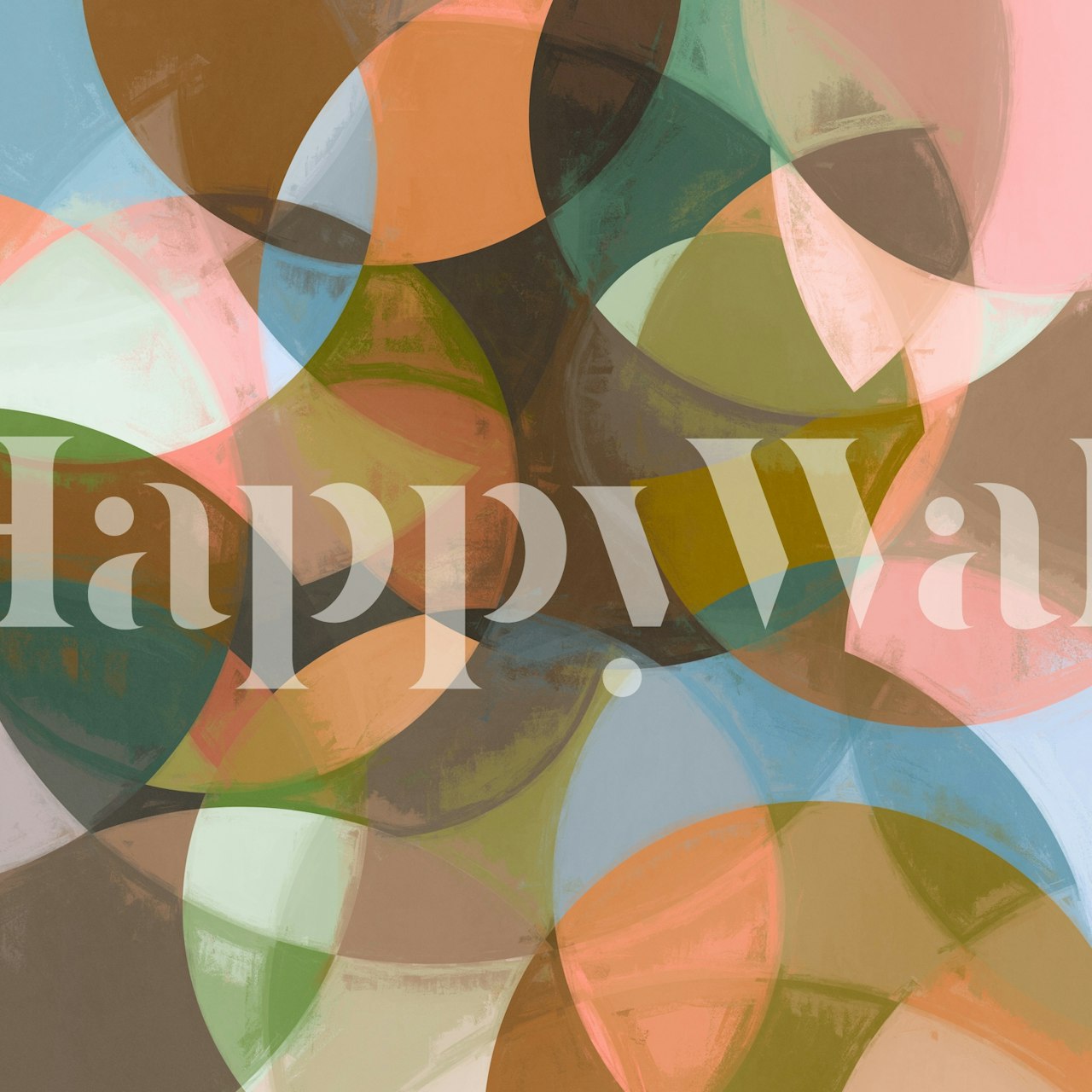 Colorful overlapping circles in earth tones and pastels wallpaper