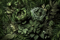 Moody Baroque Jungle Flowers Lush Green tapet