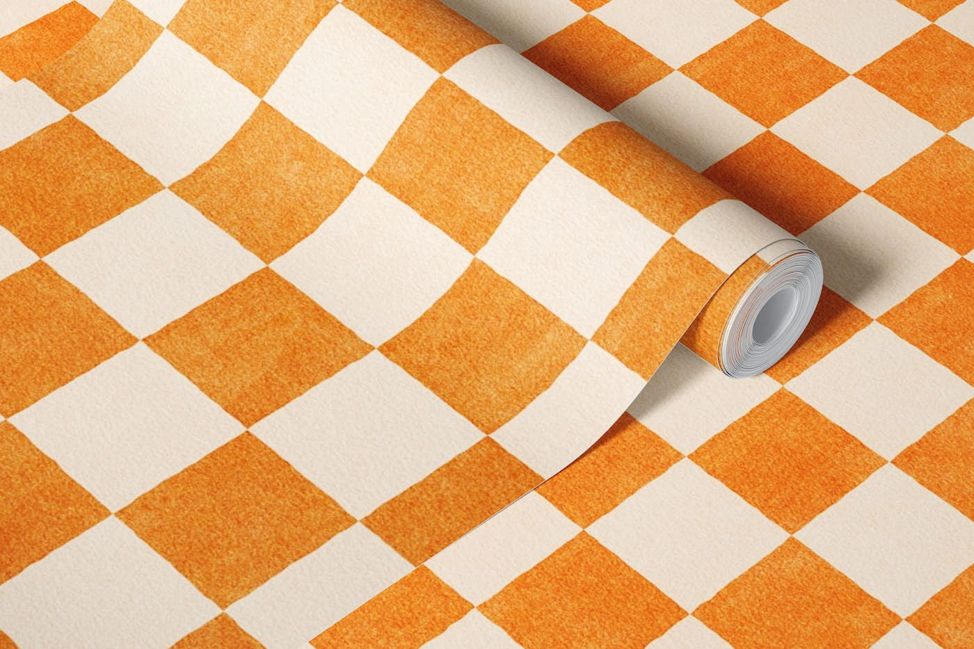 CHECKER - 001 - Tangerine wallpaper roll