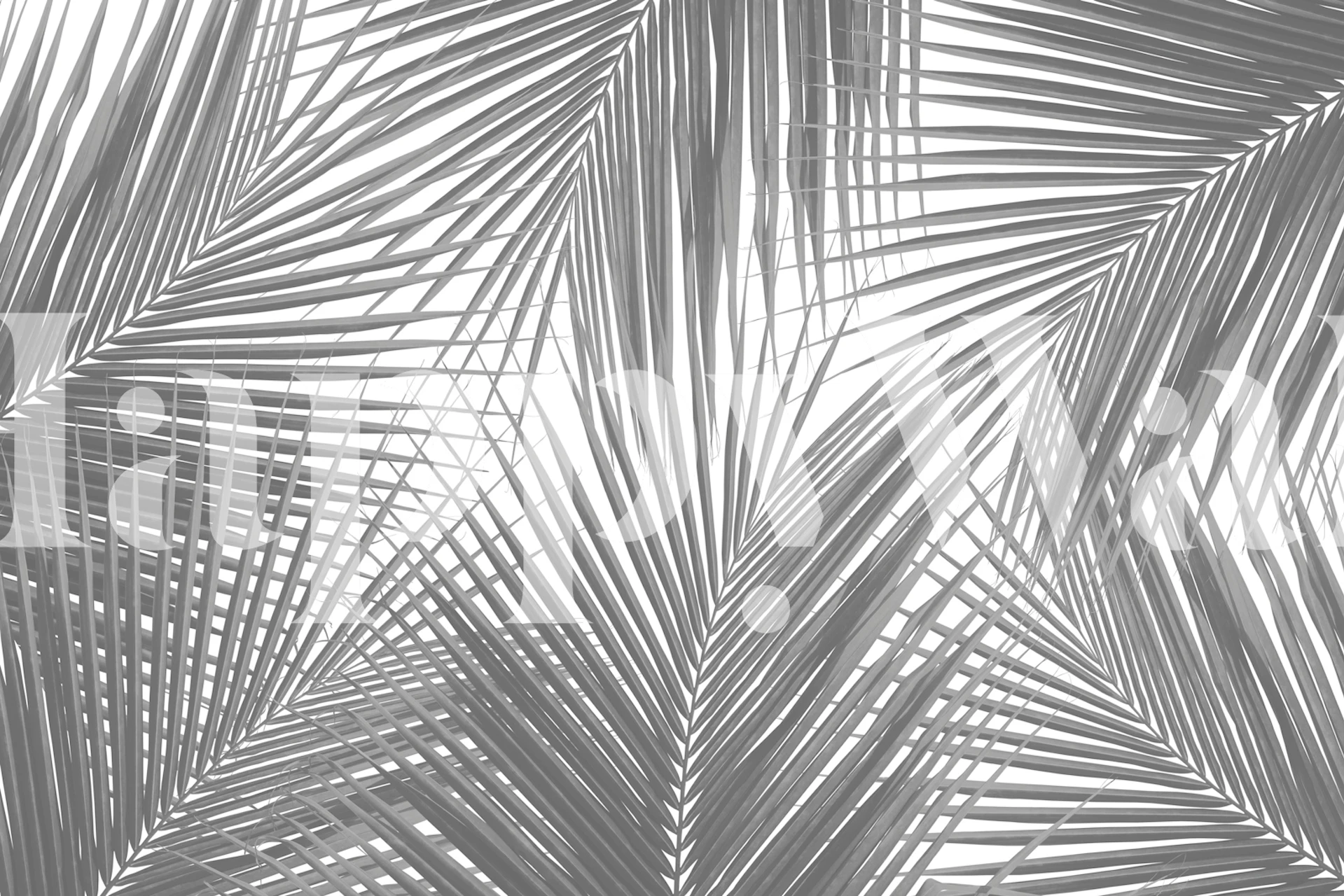 Gray palm leaves wallpaper in a styled room