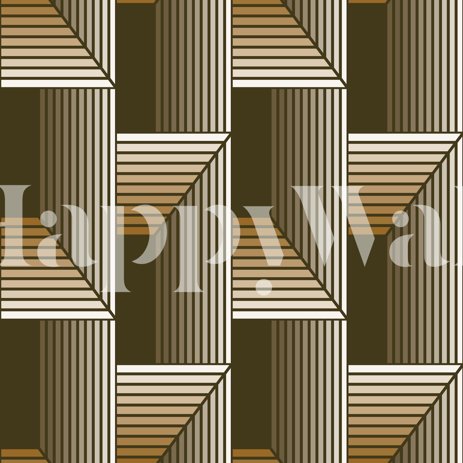 Vintage Rectangles Geometry – Brown | Happywall