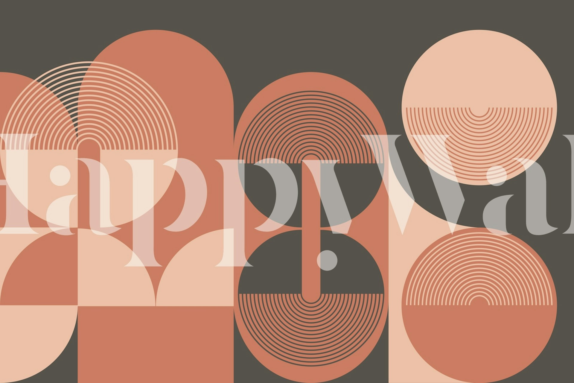 Geometric shapes in peach and beige tones on a dark background wallpaper