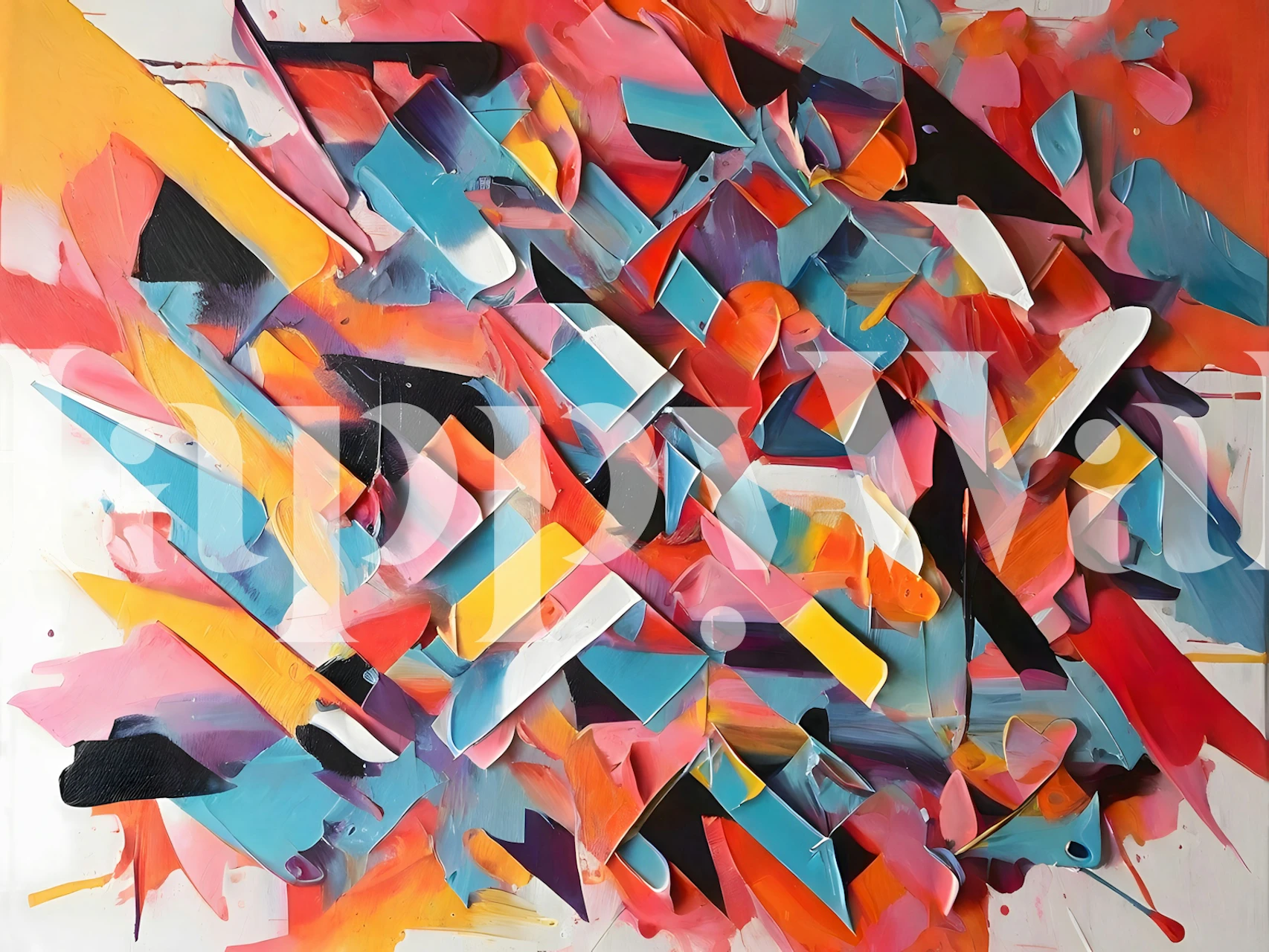 Pieces of Paint 1 abstract wall mural with colorful paint splashes and shapes